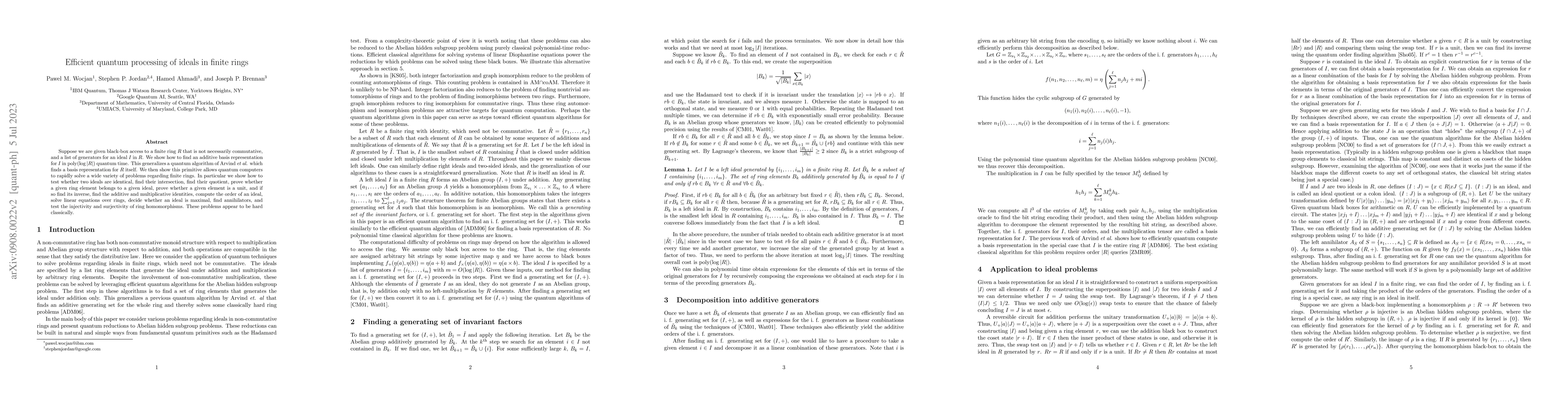 Thumbnail for Efficient quantum processing of ideals in finite rings