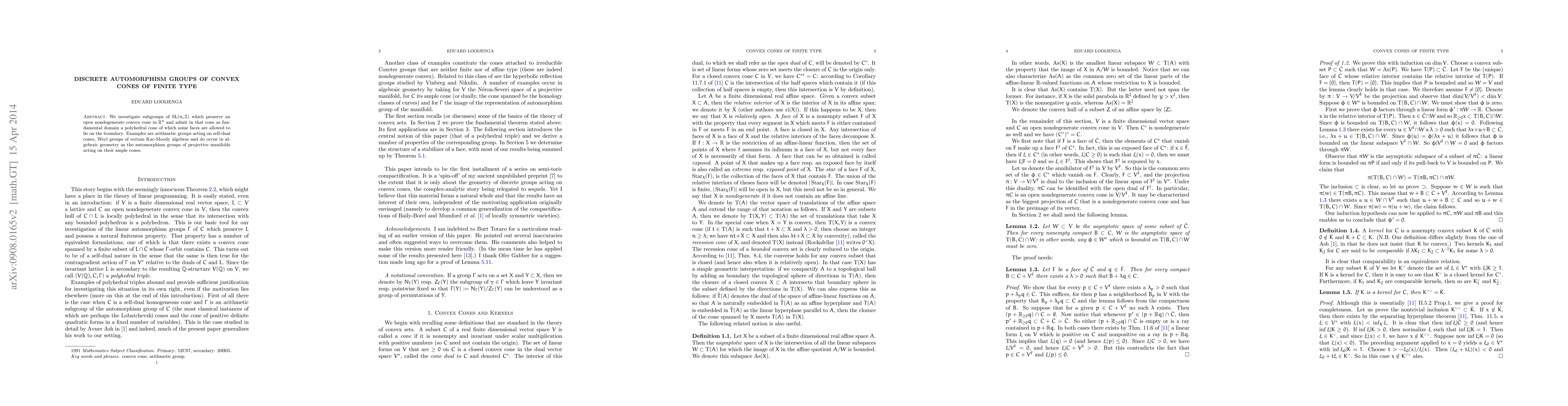 Thumbnail for Discrete automorphism groups of convex cones of finite type