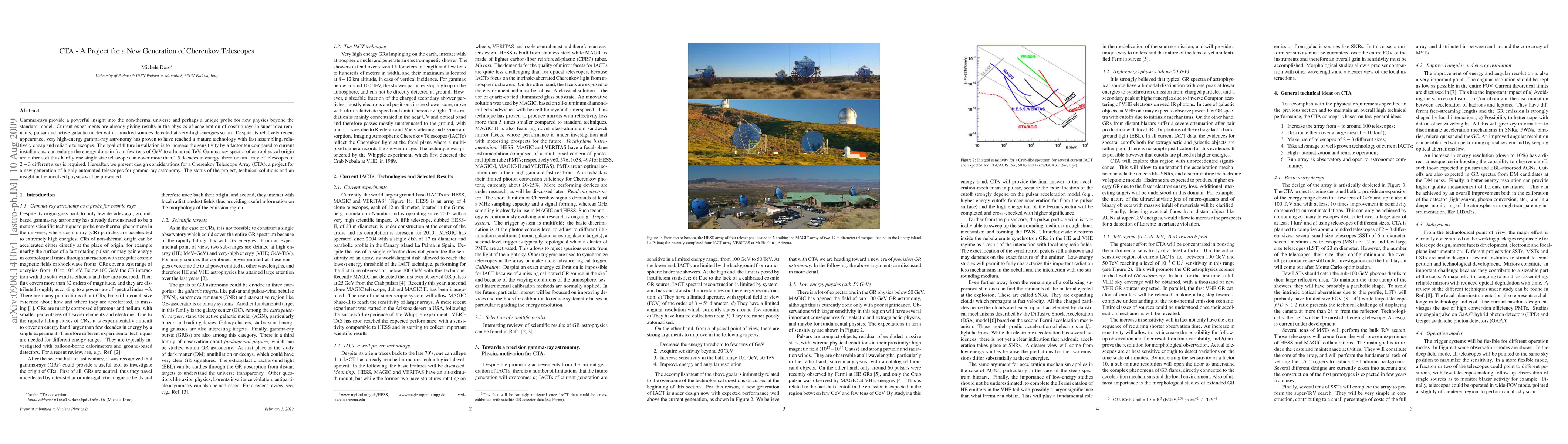 Thumbnail for CTA - A Project for a New Generation of Cherenkov Telescopes
