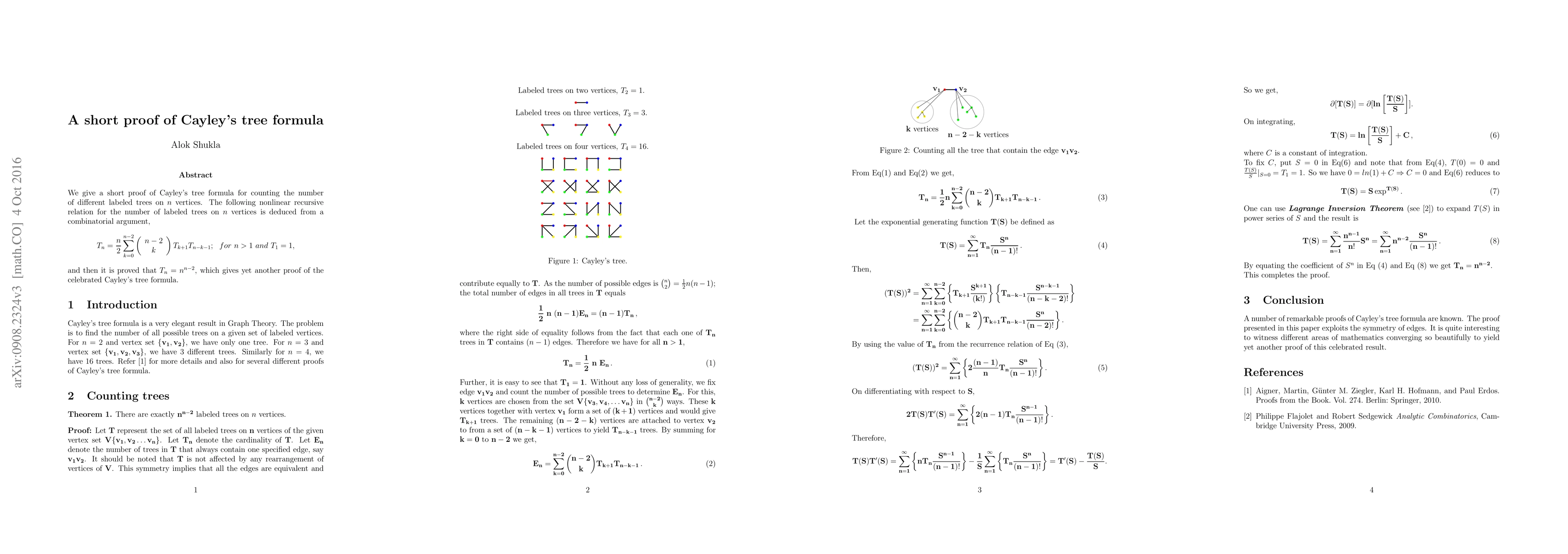 Thumbnail for A short proof of Cayley's tree formula