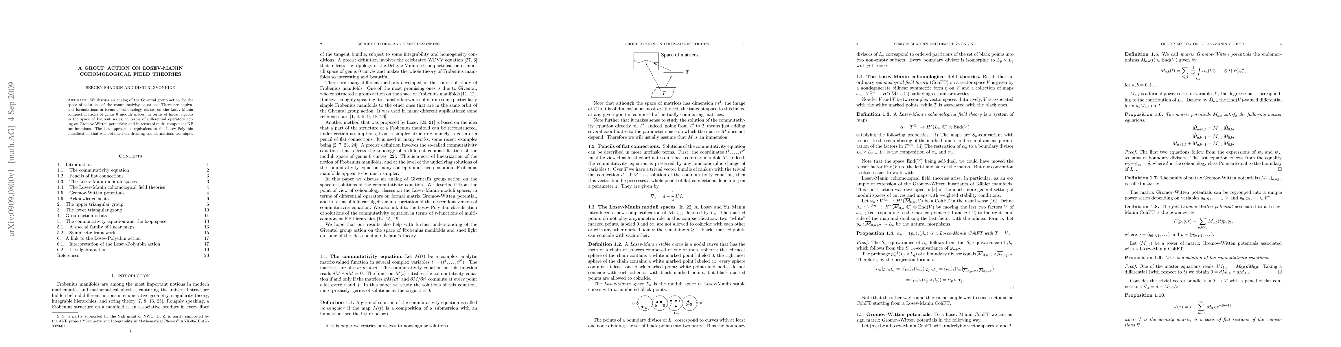 Thumbnail for A group action on Losev-Manin cohomological field theories