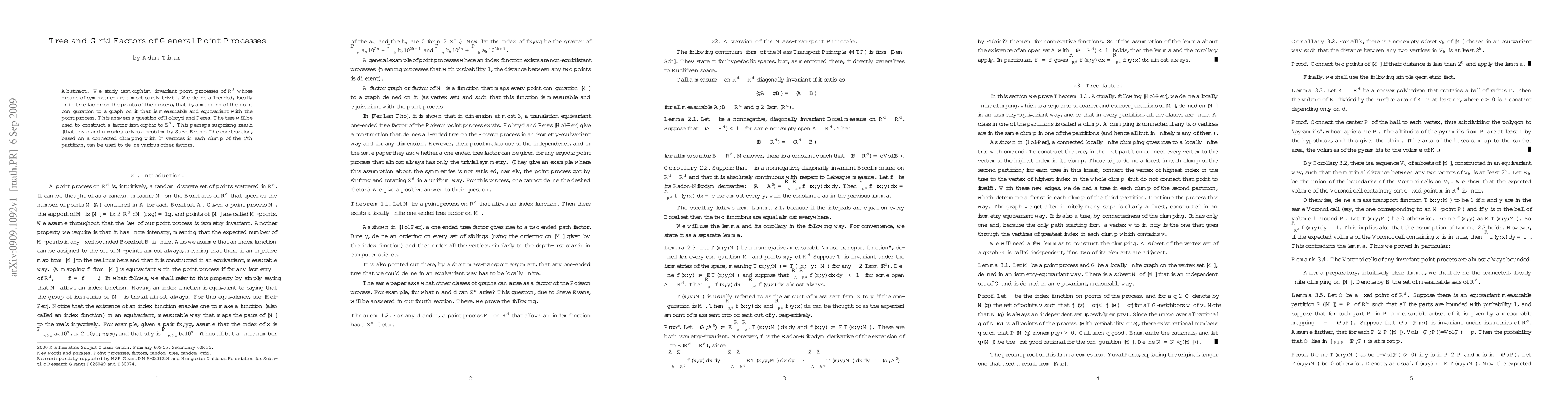 Thumbnail for Tree and grid factors of general point processes