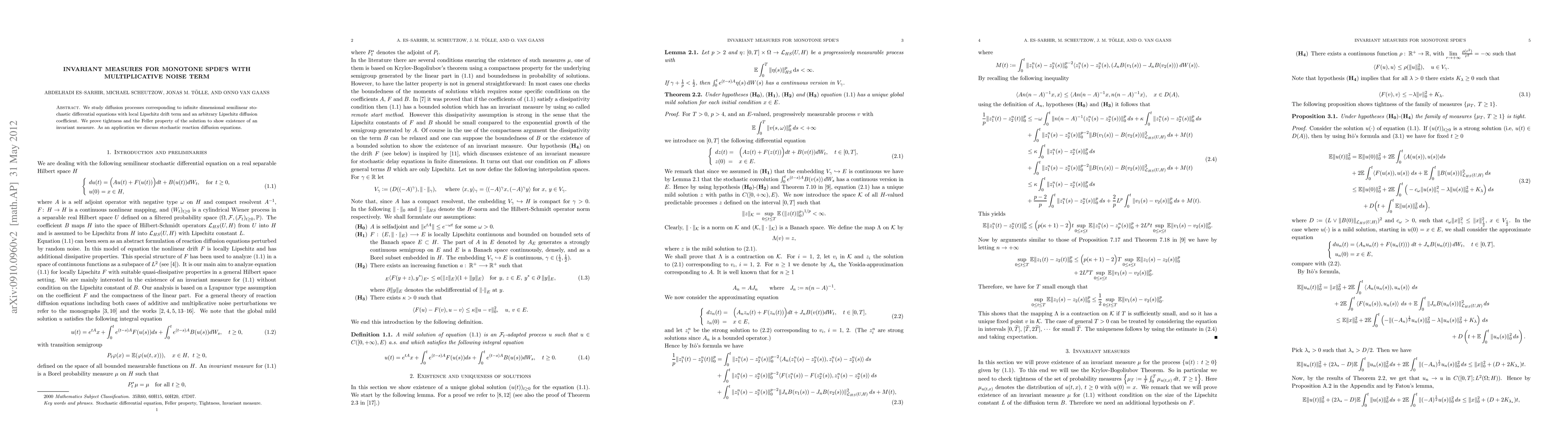 Thumbnail for Invariant measures for monotone SPDE's with multiplicative noise term