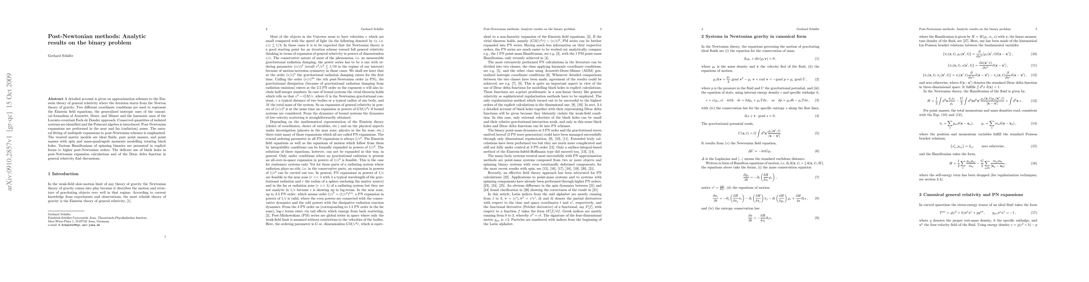 Thumbnail for Post-Newtonian methods: Analytic results on the binary problem