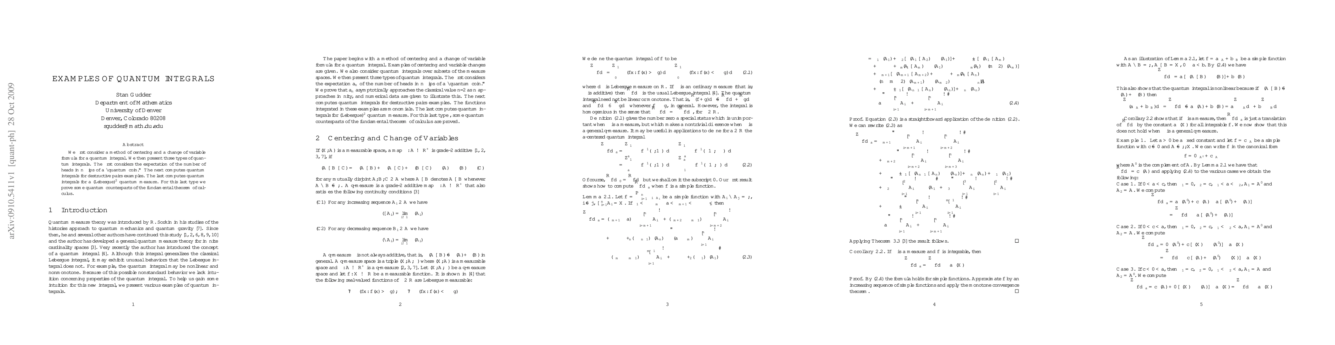 Thumbnail for Examples of quantum integrals