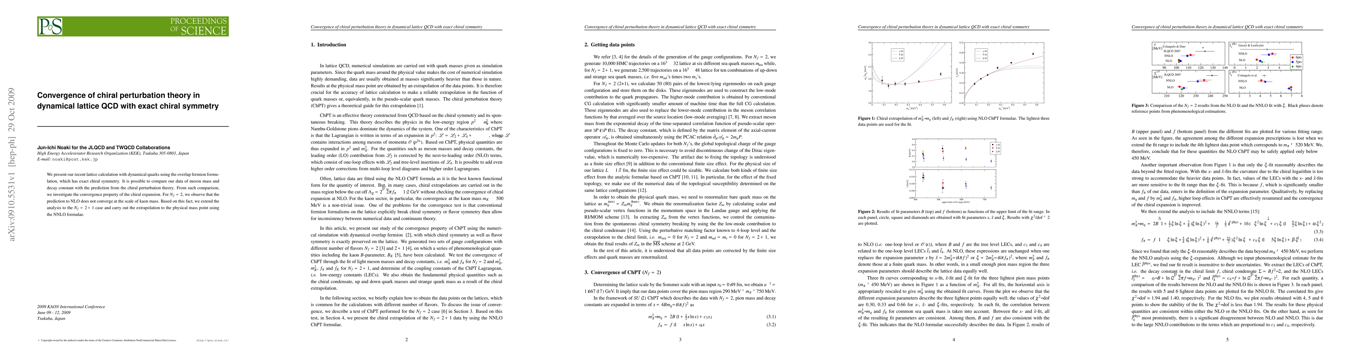 Thumbnail for Convergence of chiral perturbation theory in dynamical lattice QCD with
  exact chiral symmetry