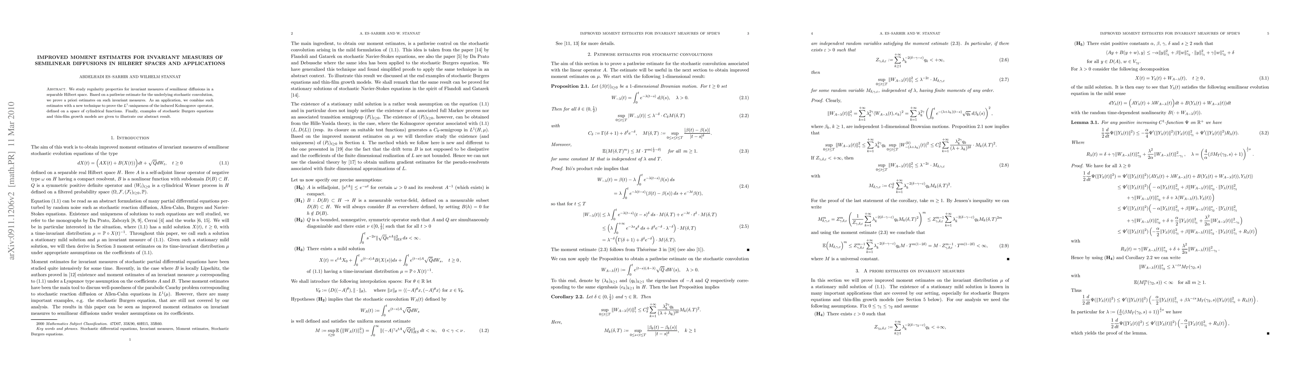 Thumbnail for Improved moment estimates for invariant measures of semilinear
  diffusions in Hilbert spaces and applications