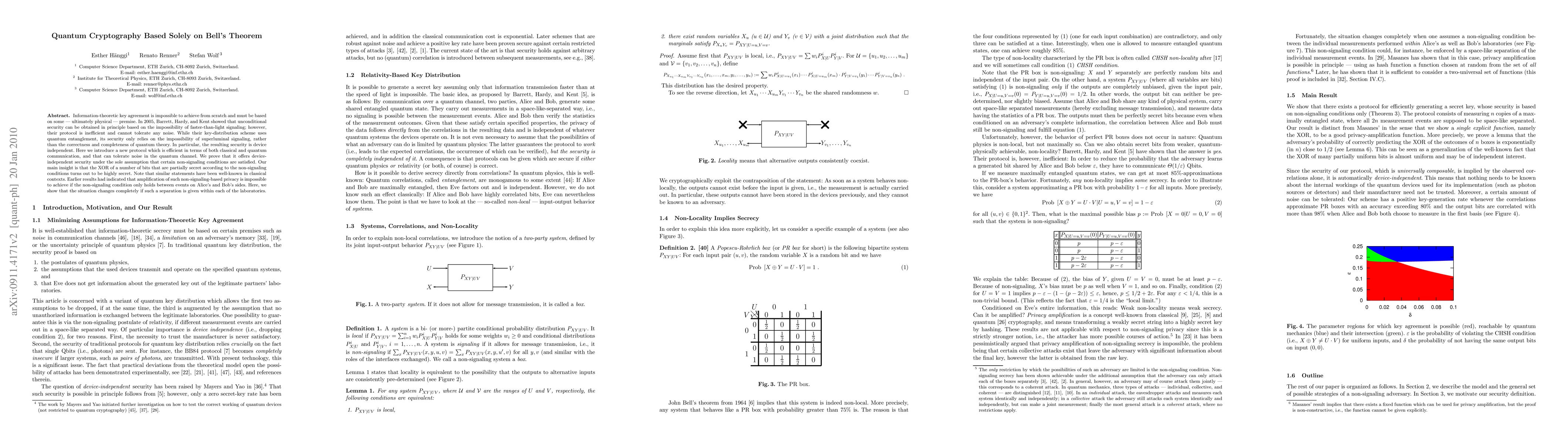 Thumbnail for Quantum Cryptography Based Solely on Bell's Theorem
