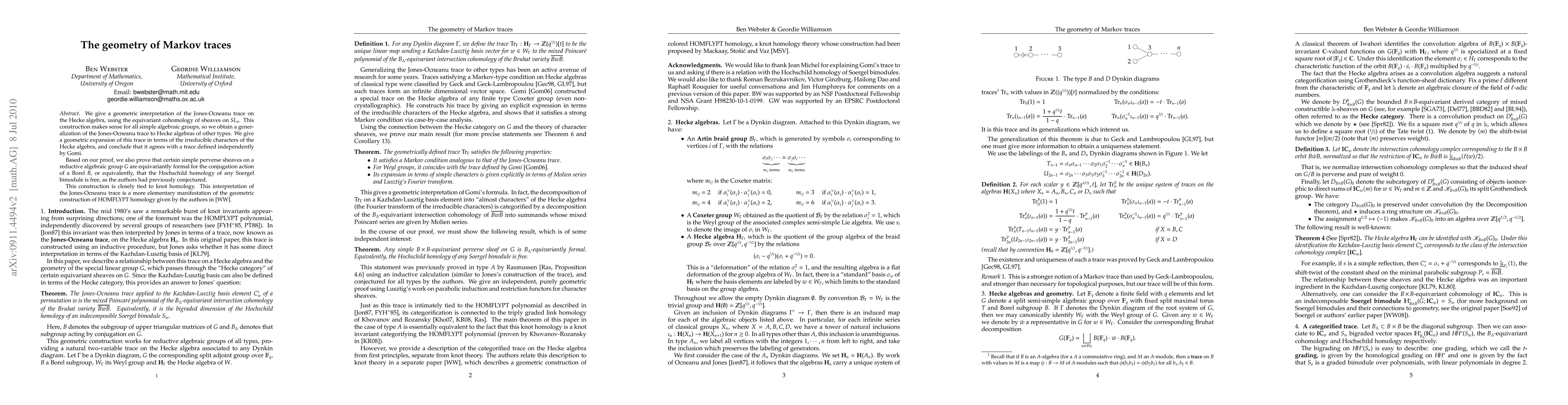 Thumbnail for The geometry of Markov traces