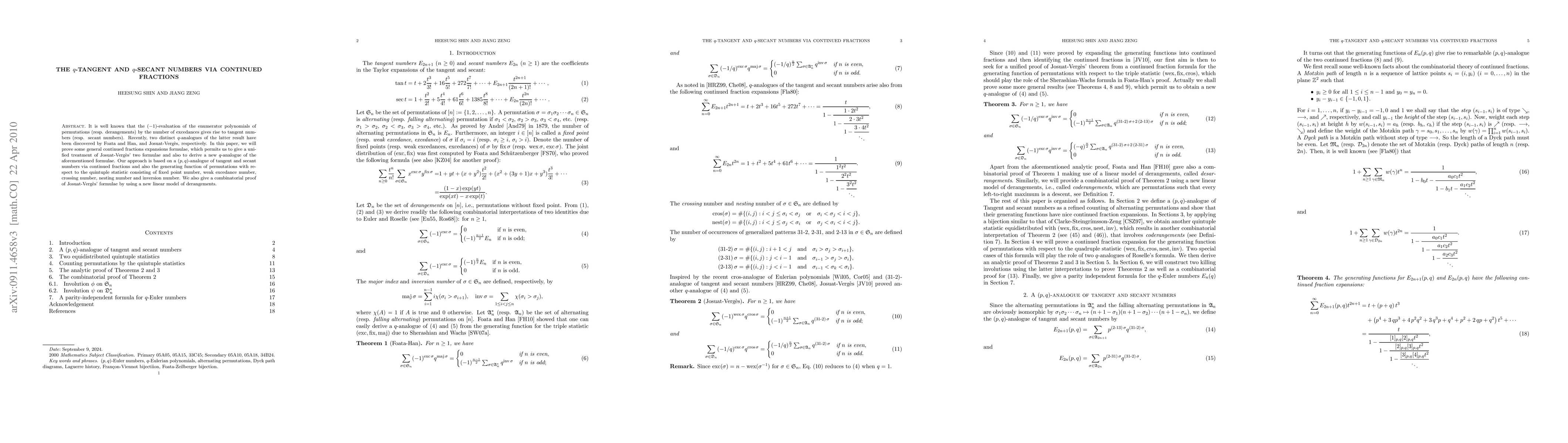 Thumbnail for The $q$-tangent and $q$-secant numbers via continued fractions