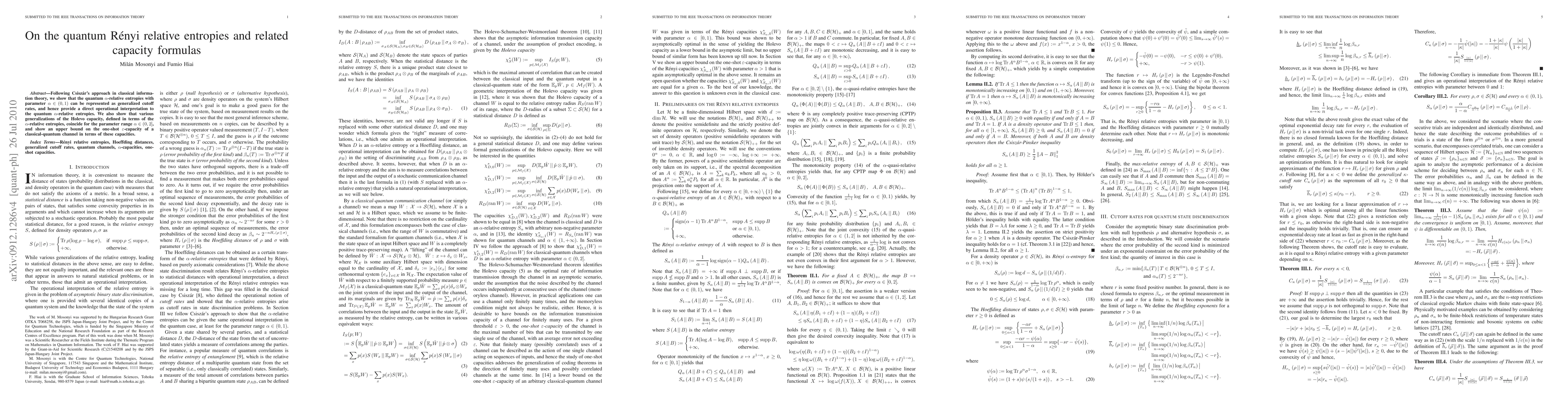Thumbnail for On the quantum Renyi relative entropies and related capacity formulas