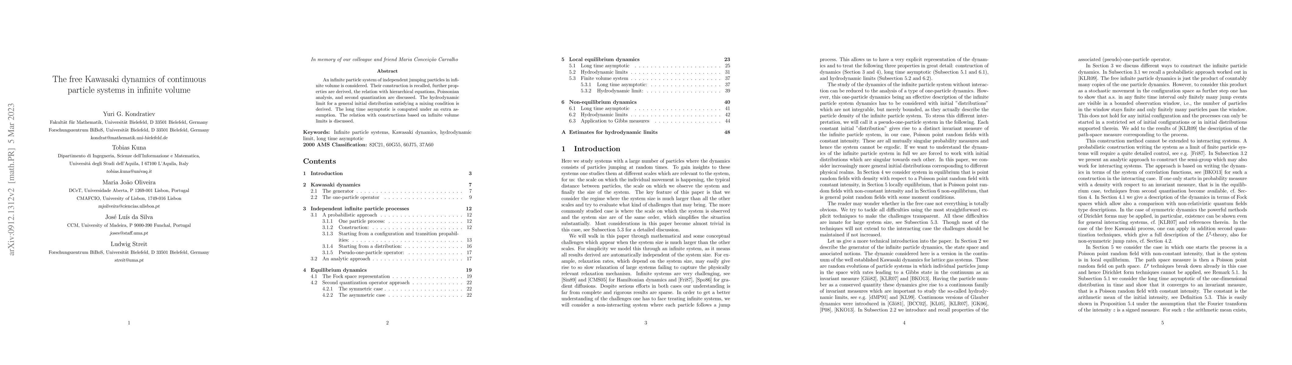 Thumbnail for Hydrodynamic limits for the free Kawasaki dynamics of continuous
  particle systems