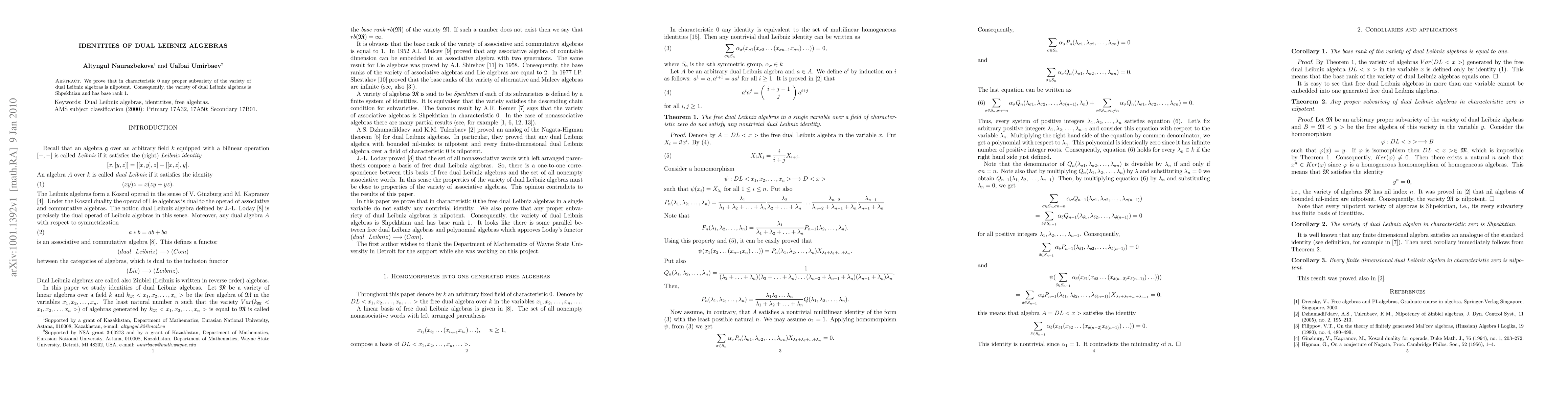 Thumbnail for Identities of dual Leibniz algebras