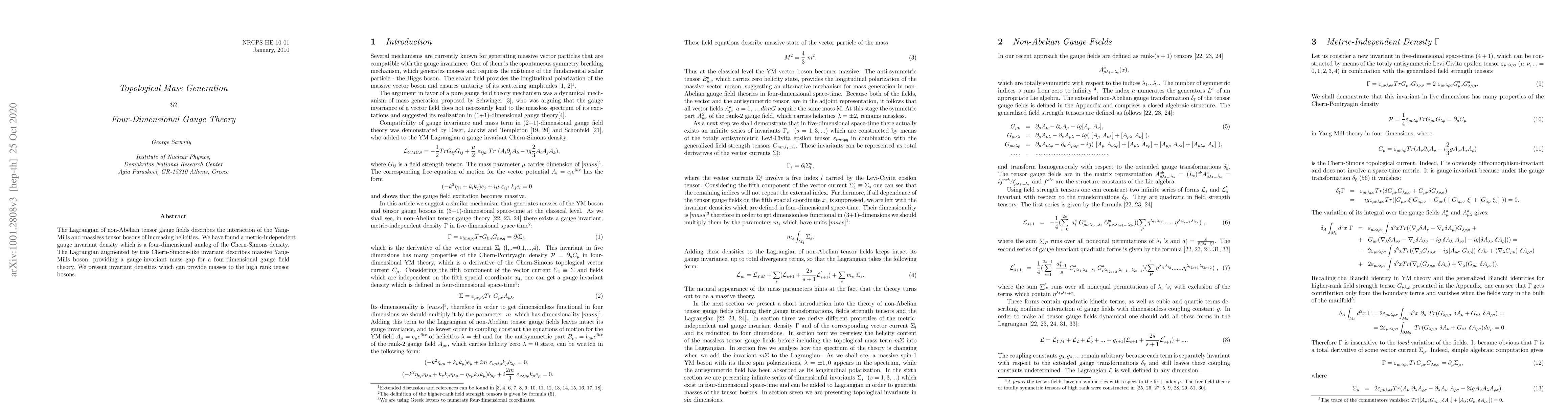 Thumbnail for Topological mass generation in four-dimensional gauge theory