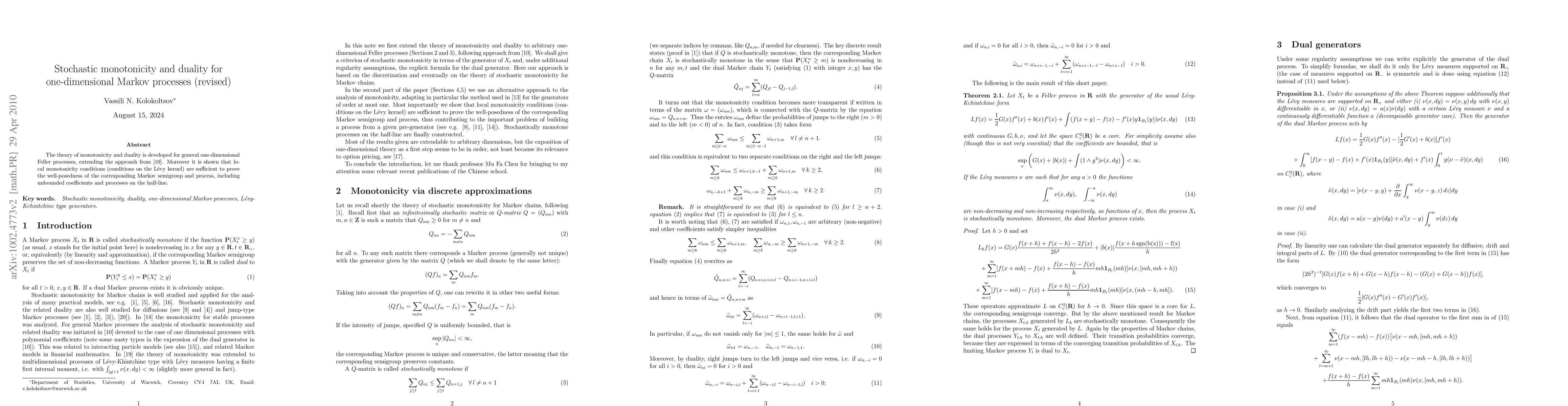 Thumbnail for Stochastic monotonicity and duality for one-dimensional Markov processes
