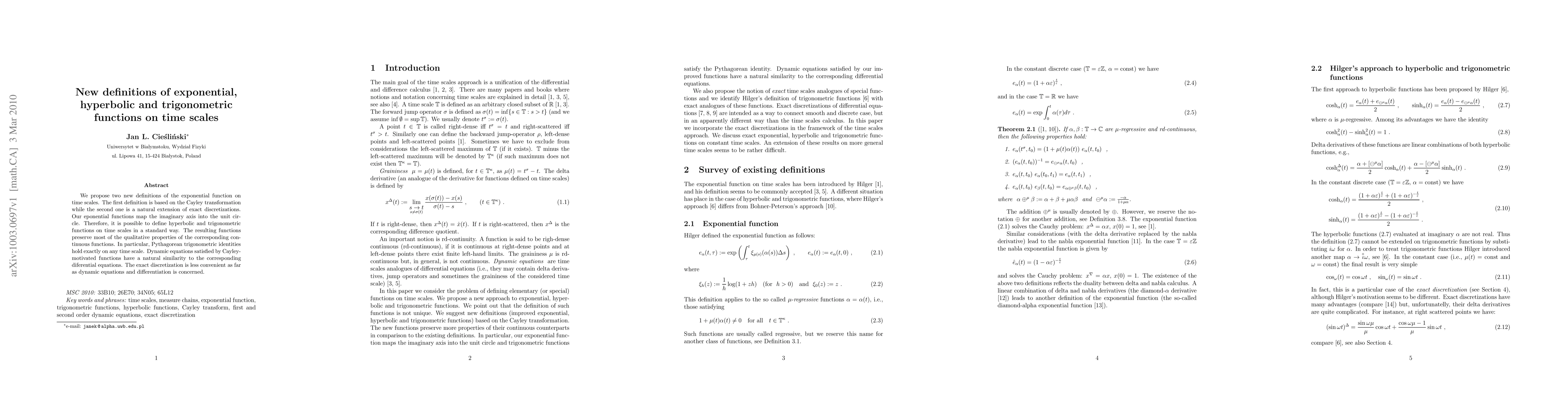 Thumbnail for New definitions of exponential, hyperbolic and trigonometric functions
  on time scales