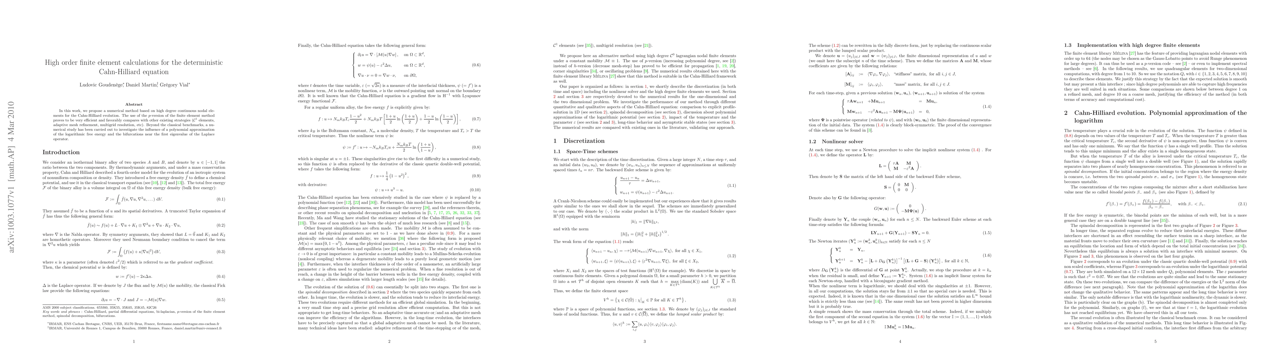 Thumbnail for High order finite element calculations for the deterministic
  Cahn-Hilliard equation