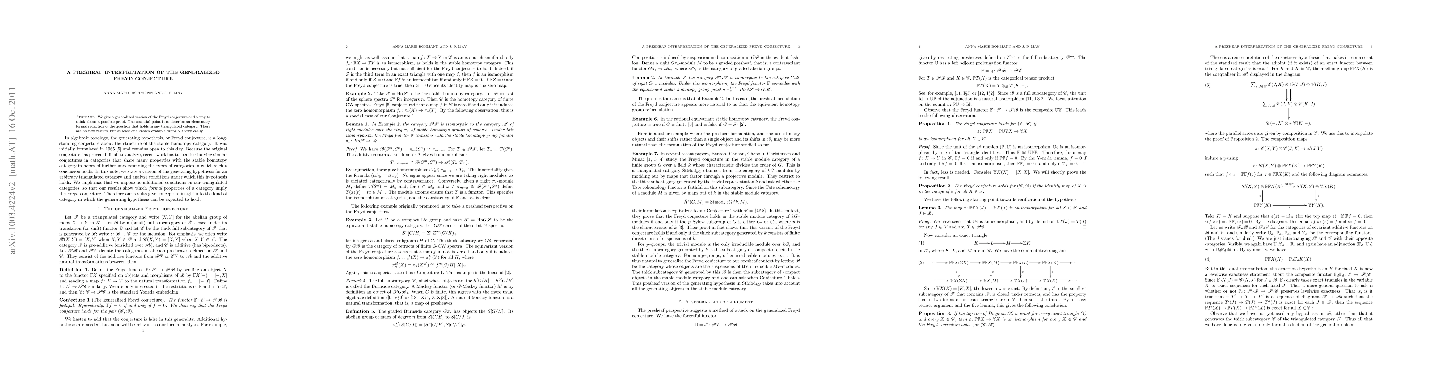 Thumbnail for A Presheaf Interpretation of the Generalized Freyd Conjecture