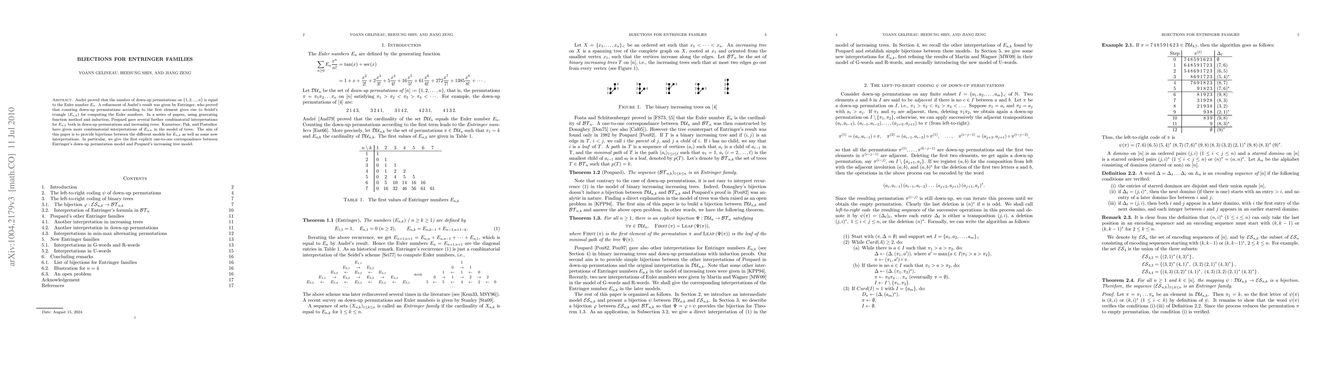 Thumbnail for Bijections for Entringer families