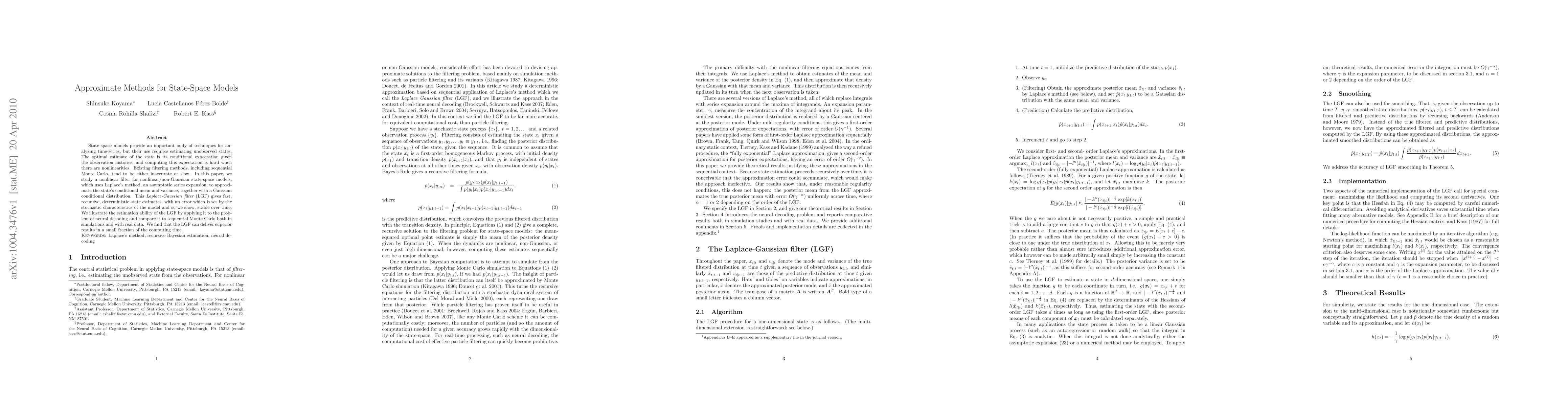 Thumbnail for Approximate Methods for State-Space Models