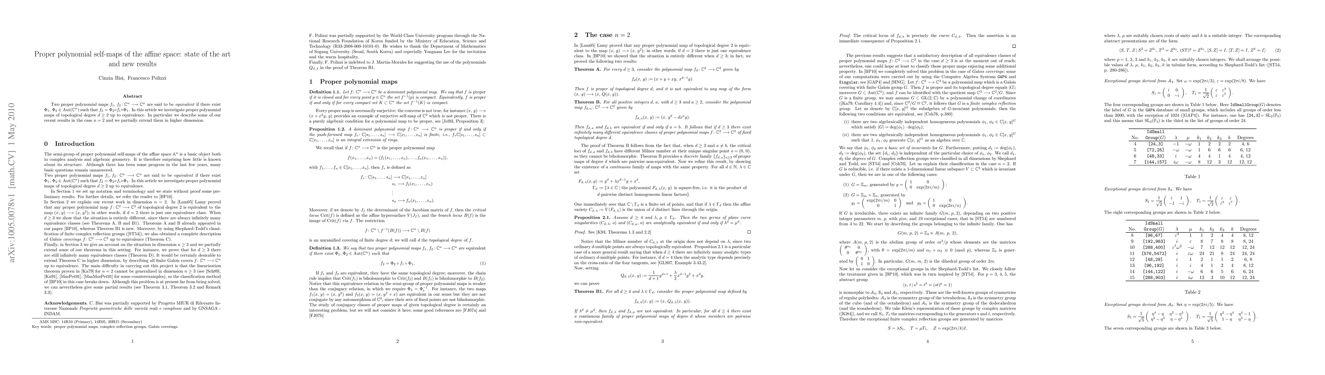 Thumbnail for Proper polynomial self-maps of the affine space: state of the art and
  new results