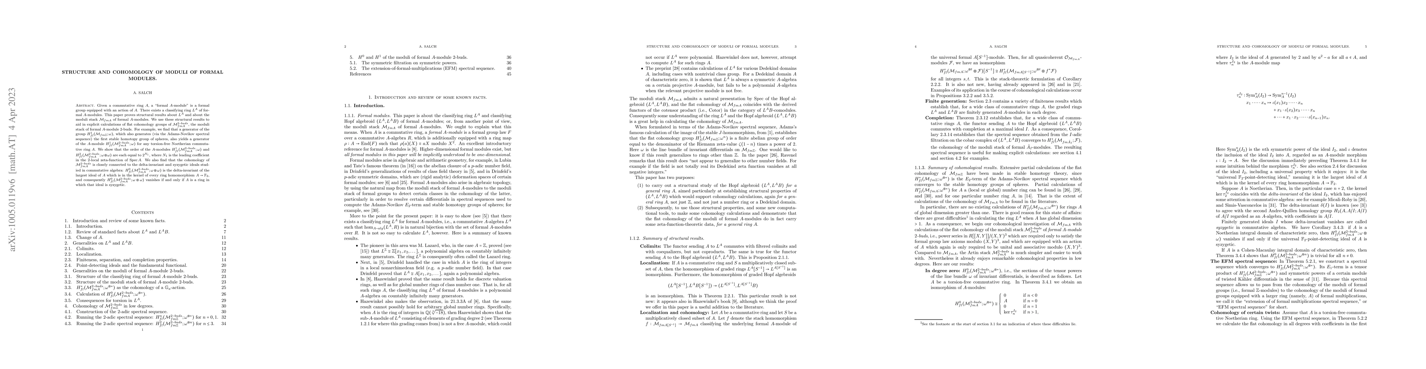 Thumbnail for Structure and cohomology of moduli of formal modules