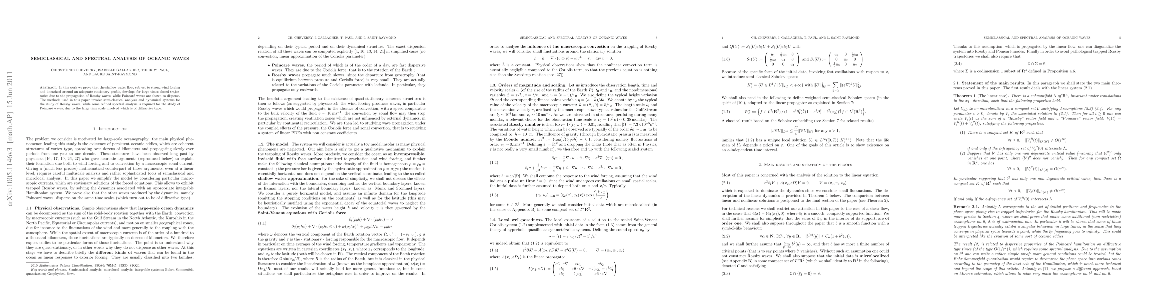 Thumbnail for Semiclassical and spectral analysis of oceanic waves