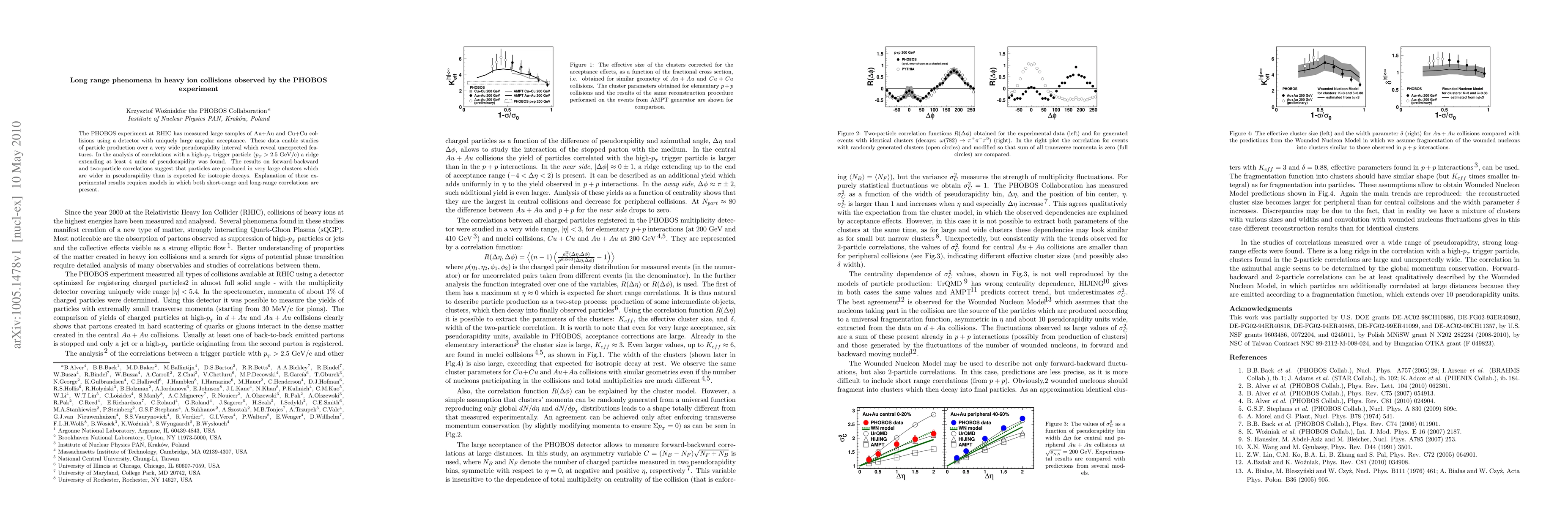 Thumbnail for Long range phenomena in heavy ion collisions observed by the PHOBOS
  experiment