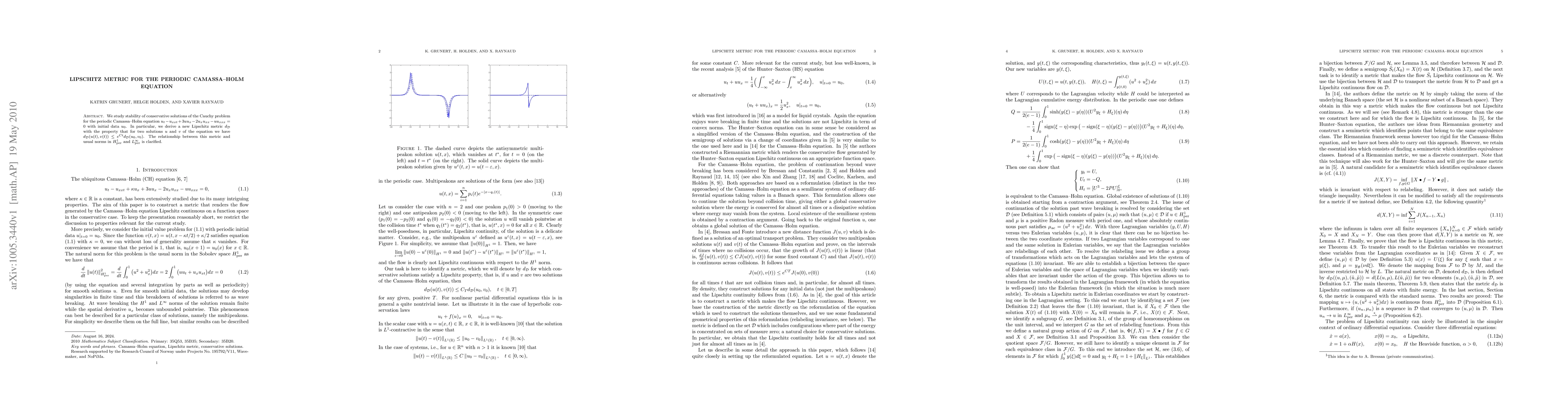 Thumbnail for Lipschitz metric for the periodic Camassa-Holm equation