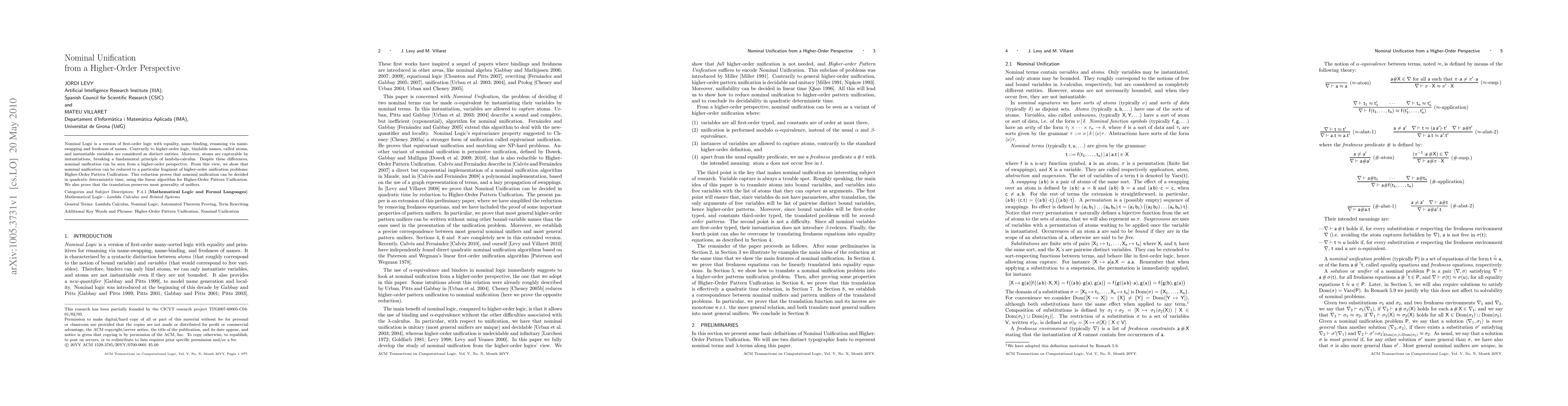 Thumbnail for Nominal Unification from a Higher-Order Perspective