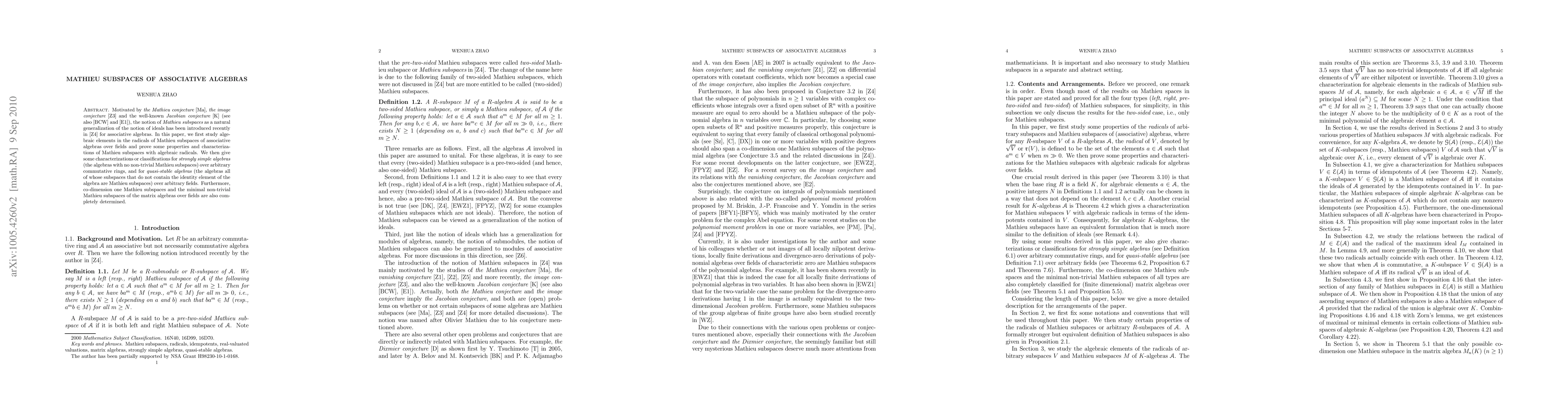 Thumbnail for Mathieu Subspaces of Associative Algebras