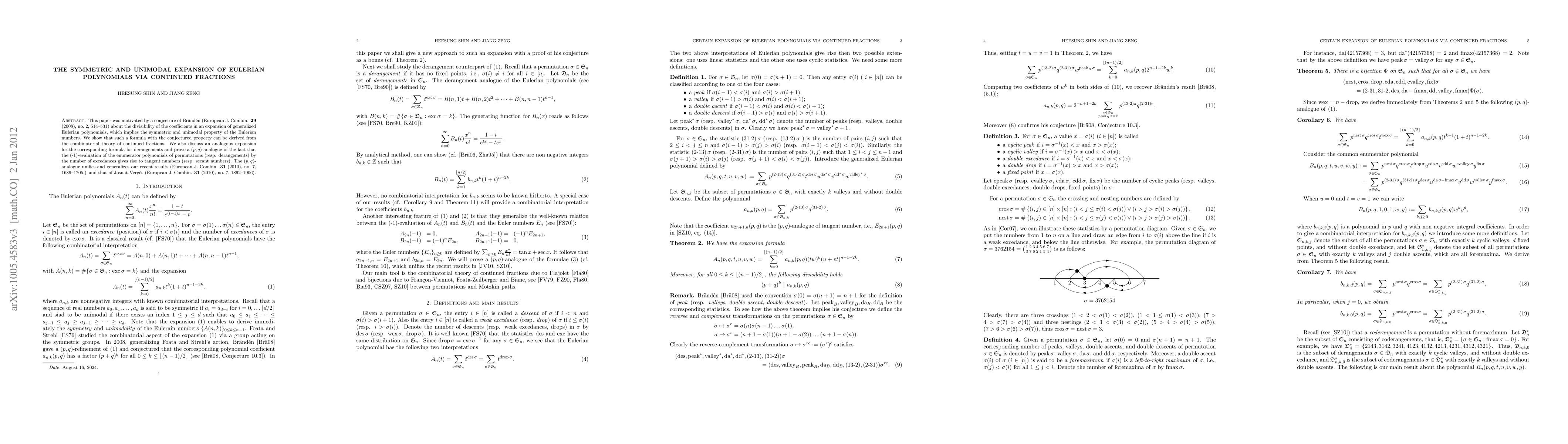 Thumbnail for The symmetric and unimodal expansion of Eulerian polynomials via
  continued fractions