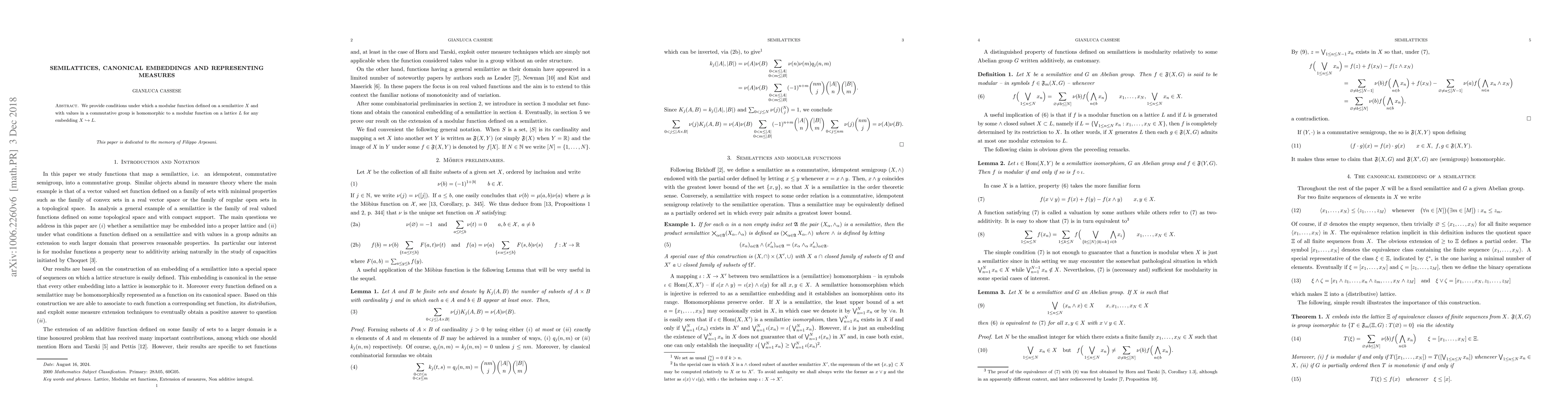 Thumbnail for Semilattices, Canonical Embeddings and Representing Measures
