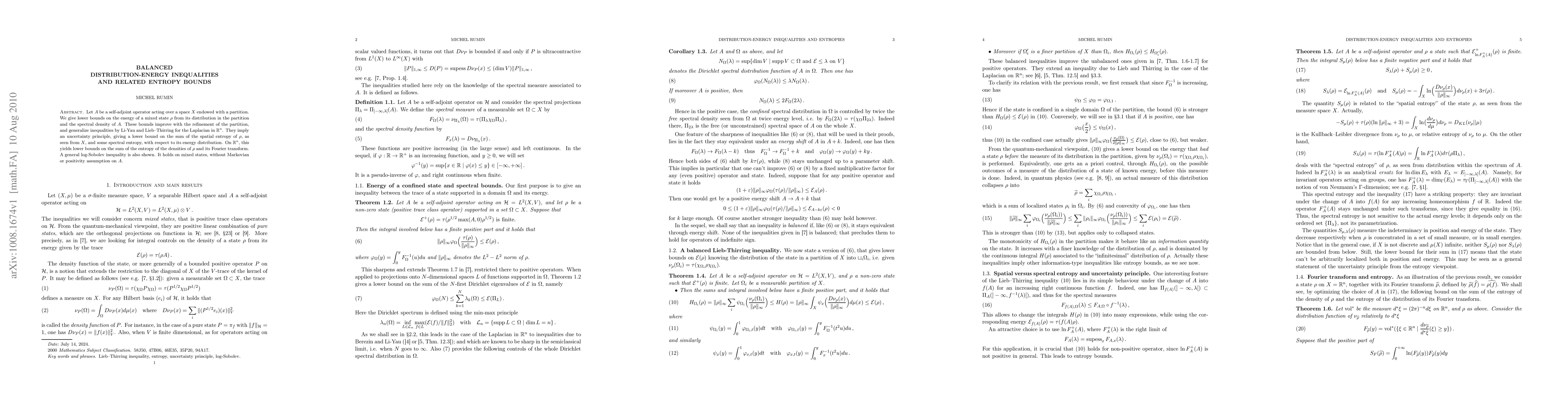 Thumbnail for Balanced distribution-energy inequalities and related entropy bounds