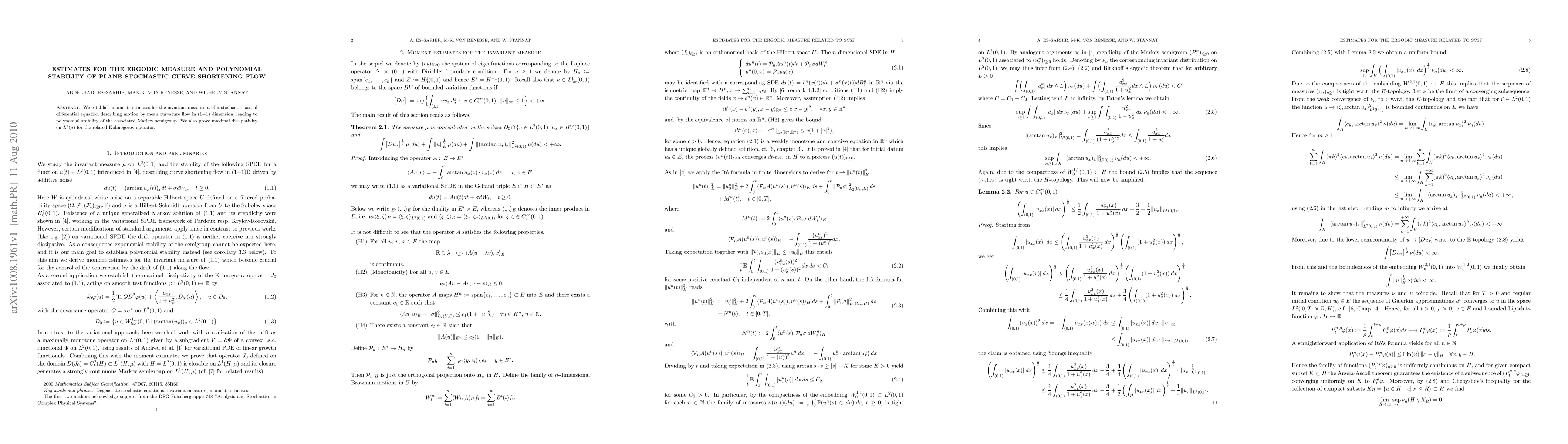 Thumbnail for Estimates for the ergodic measure and polynomial stability of plane
  stochastic curve shortening flow