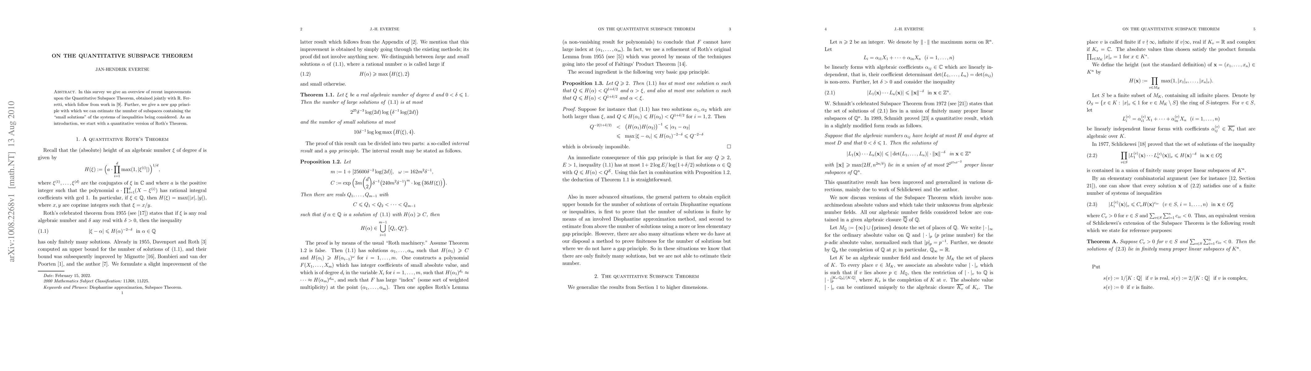 Thumbnail for On the Quantitative Subspace Theorem