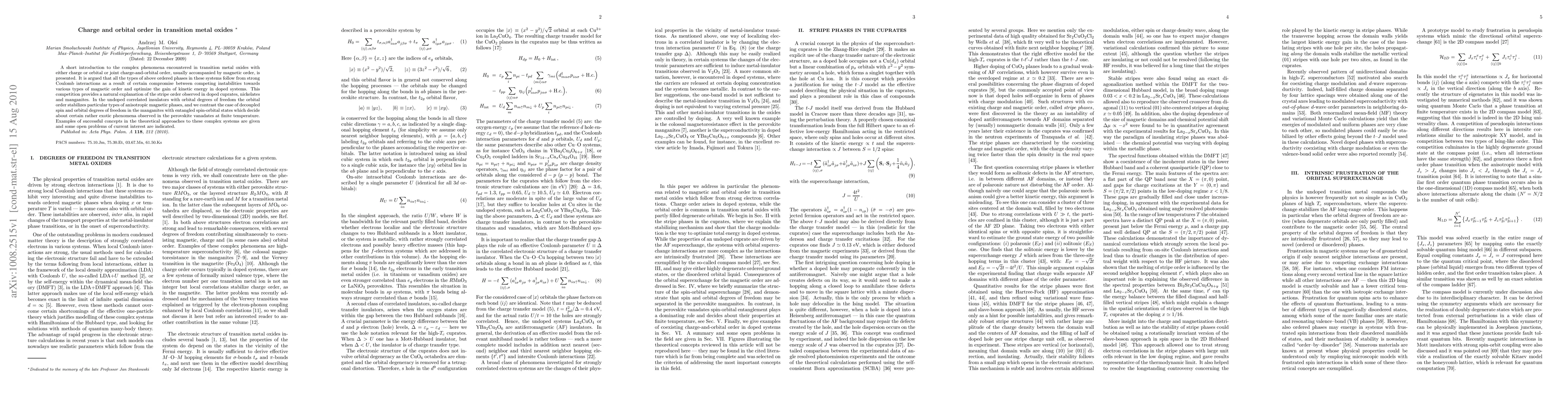 Thumbnail for Charge and orbital order in transition metal oxides