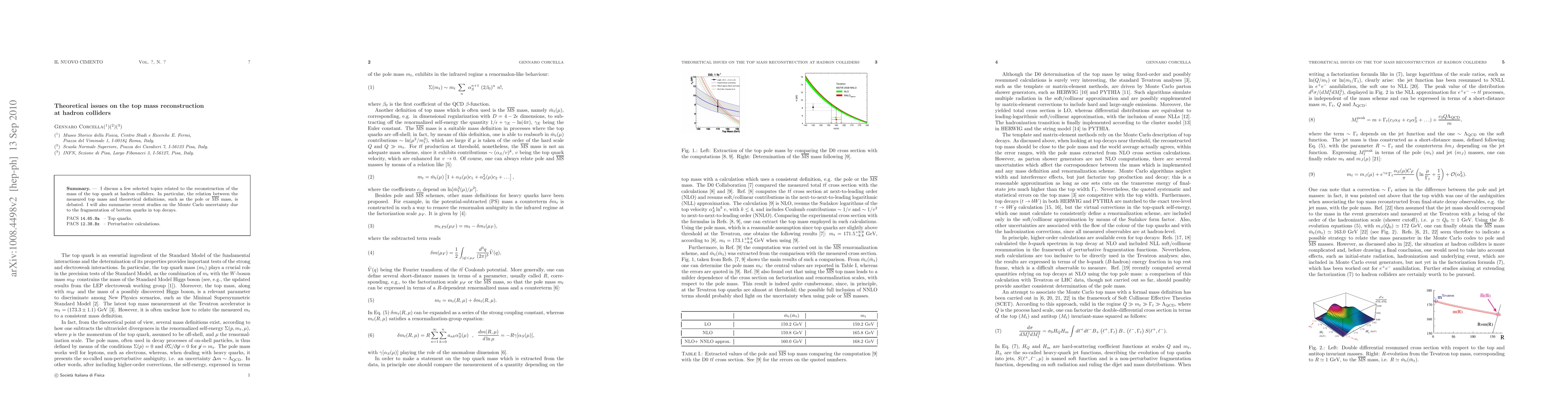Thumbnail for Theoretical issues on the top mass reconstruction at hadron colliders