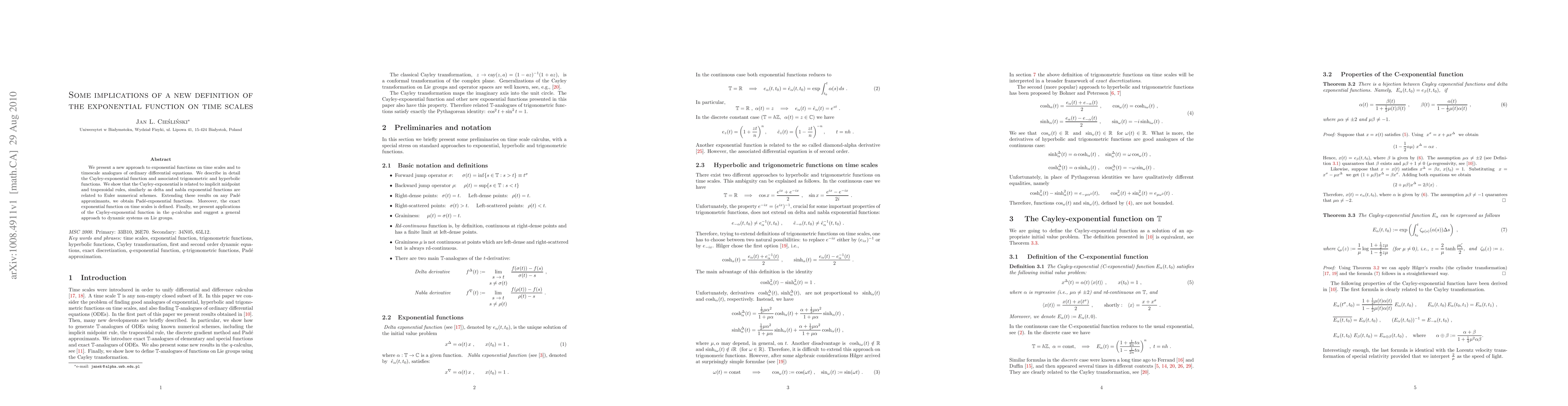 Thumbnail for Some implications of a new definition of the exponential function on
  time scales