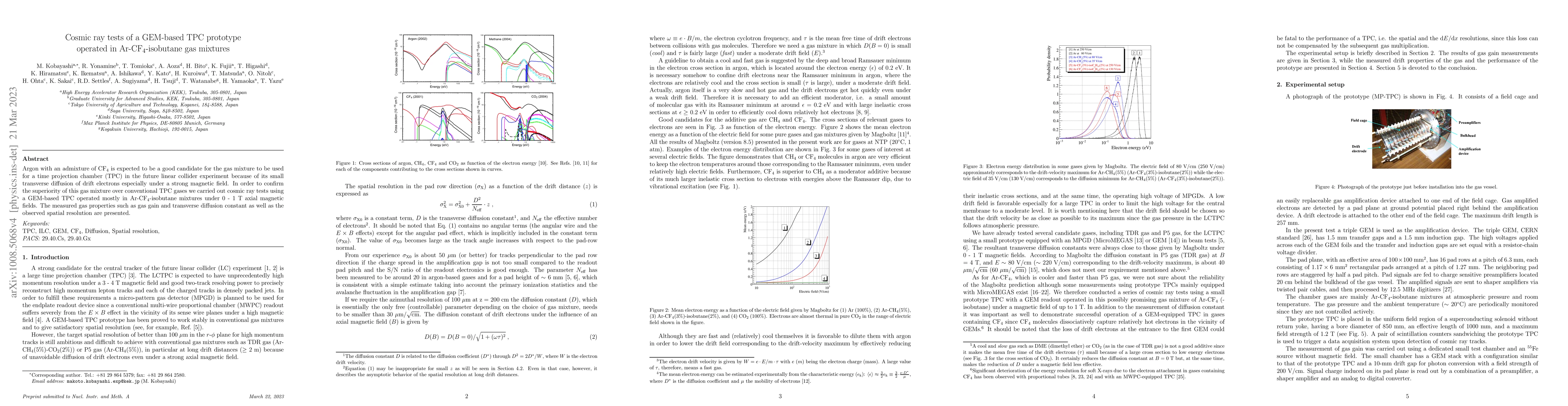 Thumbnail for Cosmic ray tests of a GEM-based TPC prototype operated in
  Ar-CF4-isobutane gas mixtures