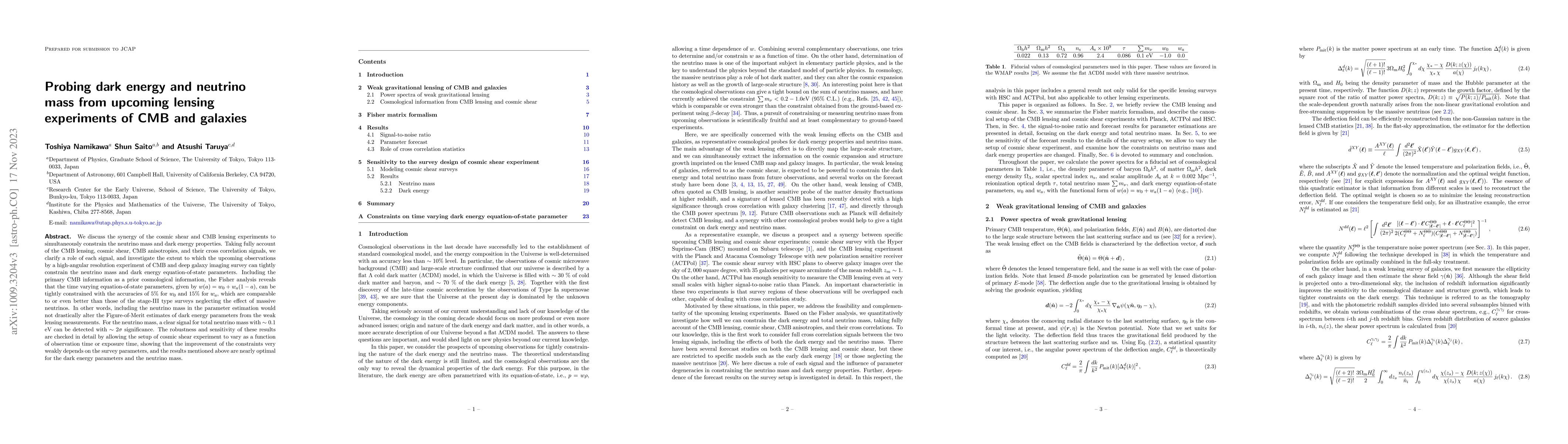 Thumbnail for Probing dark energy and neutrino mass from upcoming lensing experiments
  of CMB and galaxies
