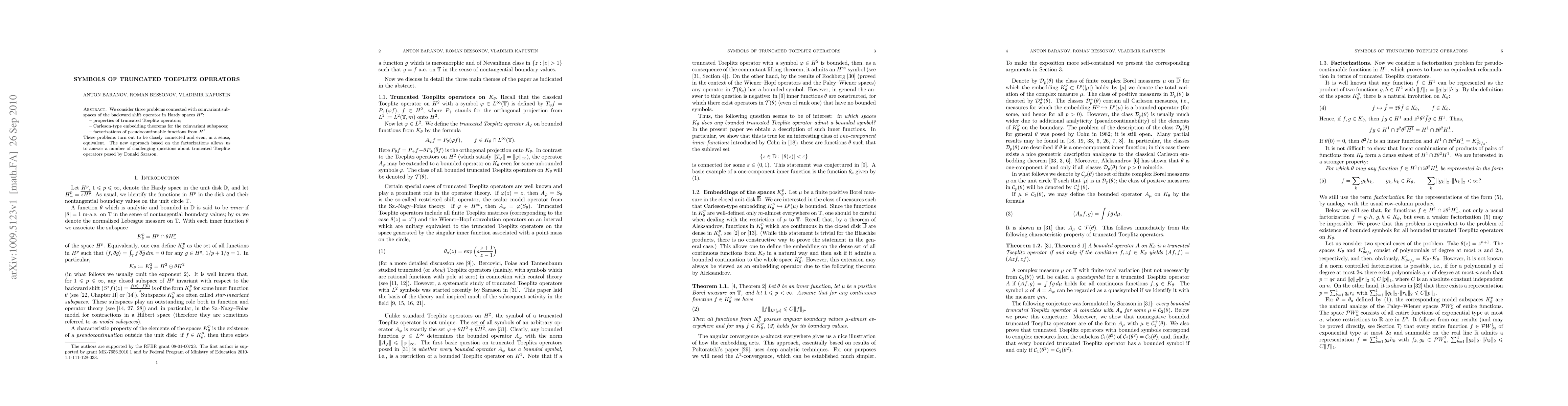Thumbnail for Symbols of truncated Toeplitz operators