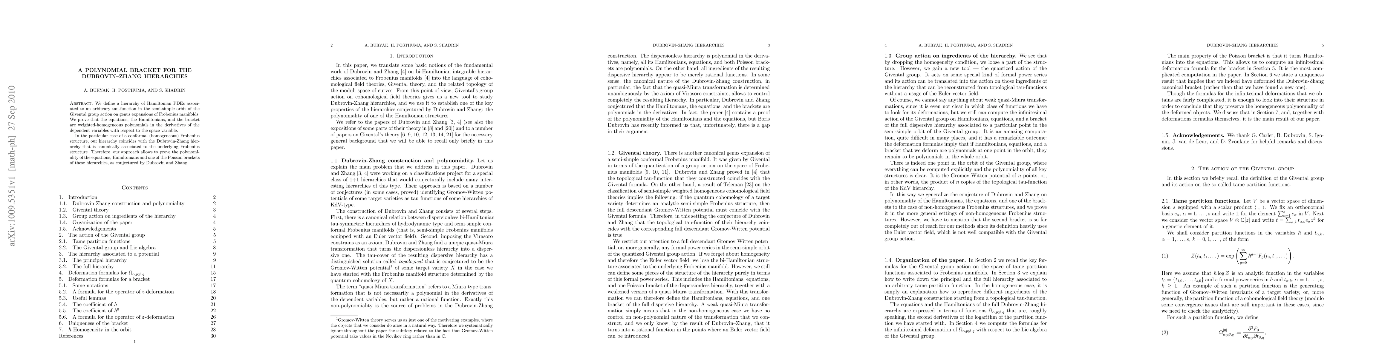 Thumbnail for A polynomial bracket for the Dubrovin--Zhang hierarchies