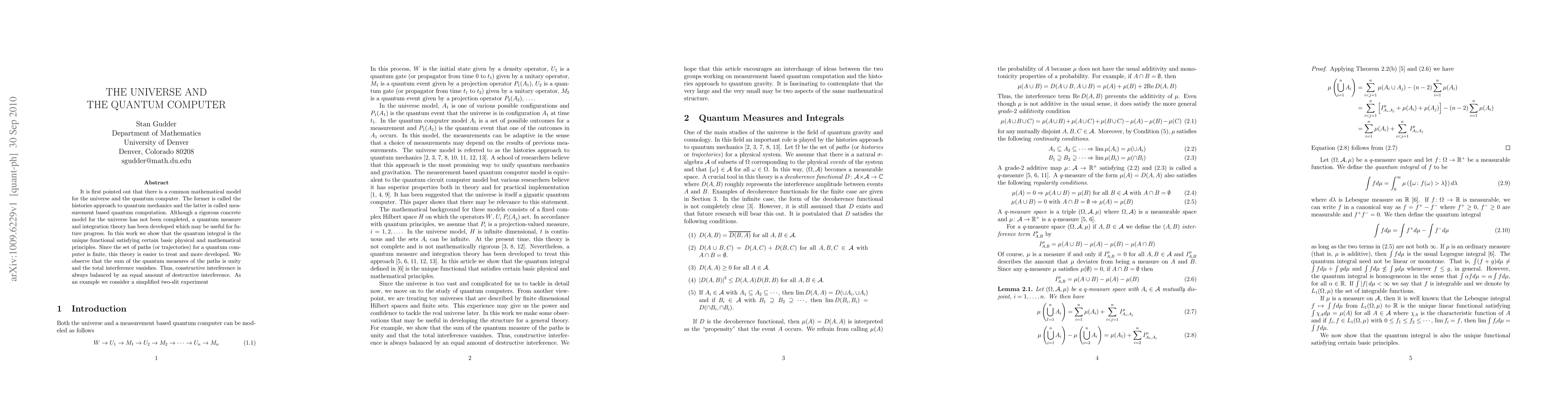 Thumbnail for The Universe and The Quantum Computer