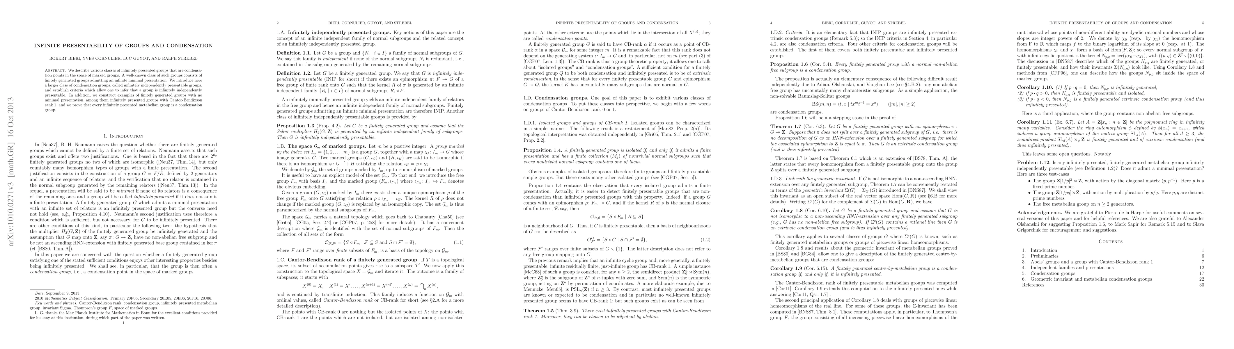 Thumbnail for Infinite presentability of groups and condensation