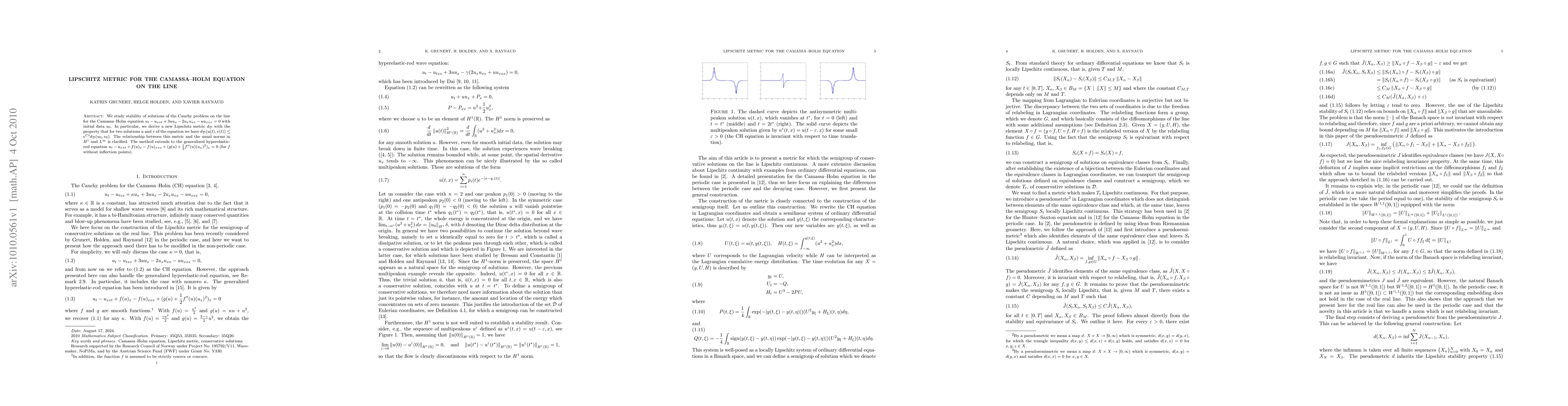 Thumbnail for Lipschitz metric for the Camassa-Holm equation on the line