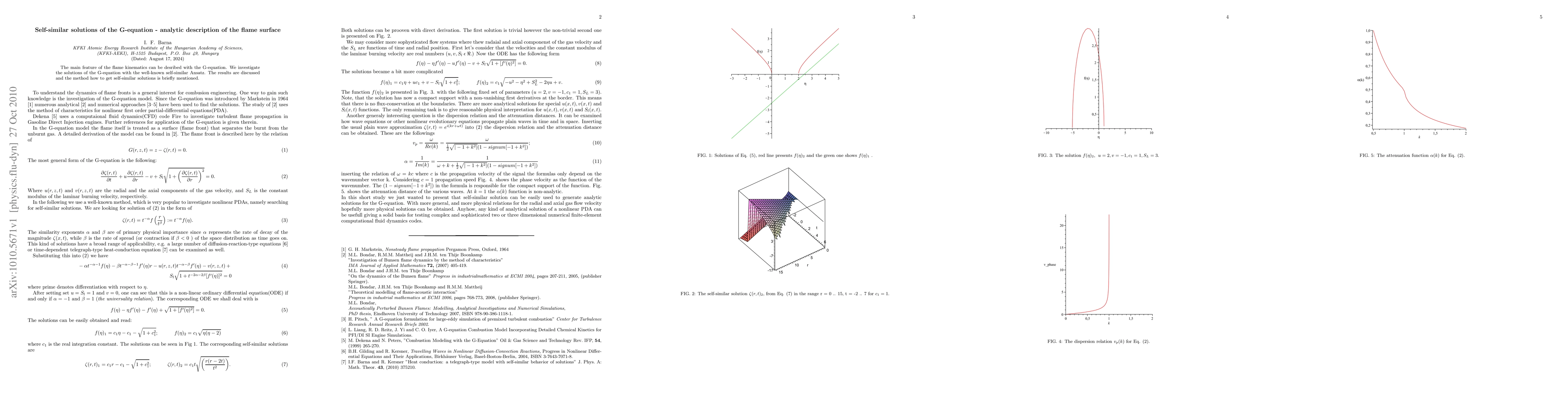 Thumbnail for Self-similar solutions of the G-equation - analytic description of the
  flame surface