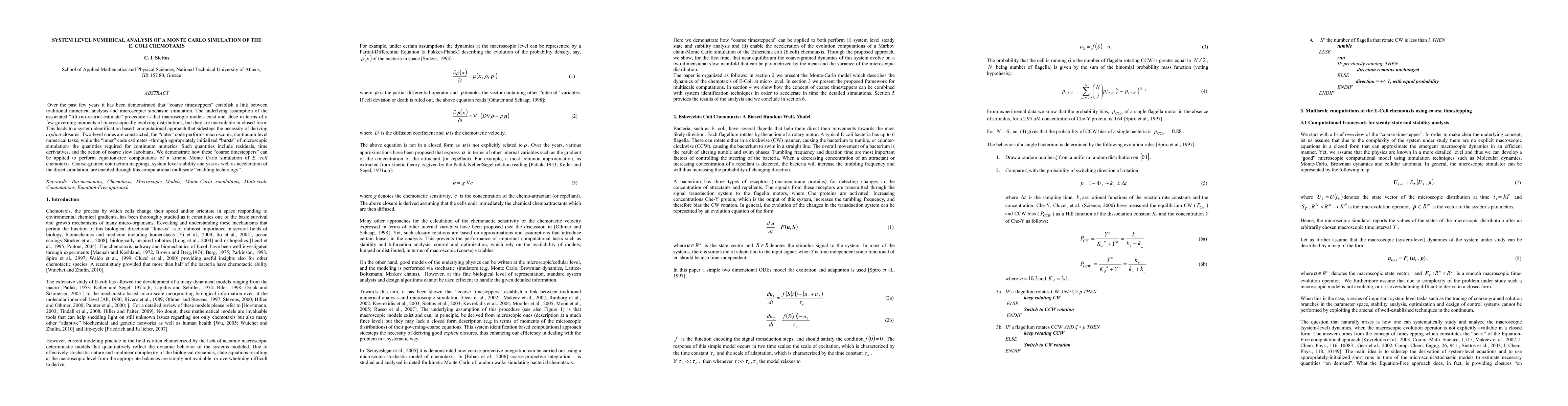 Thumbnail for System Level Numerical Analysis of a Monte Carlo Simulation of the E.
  Coli Chemotaxis