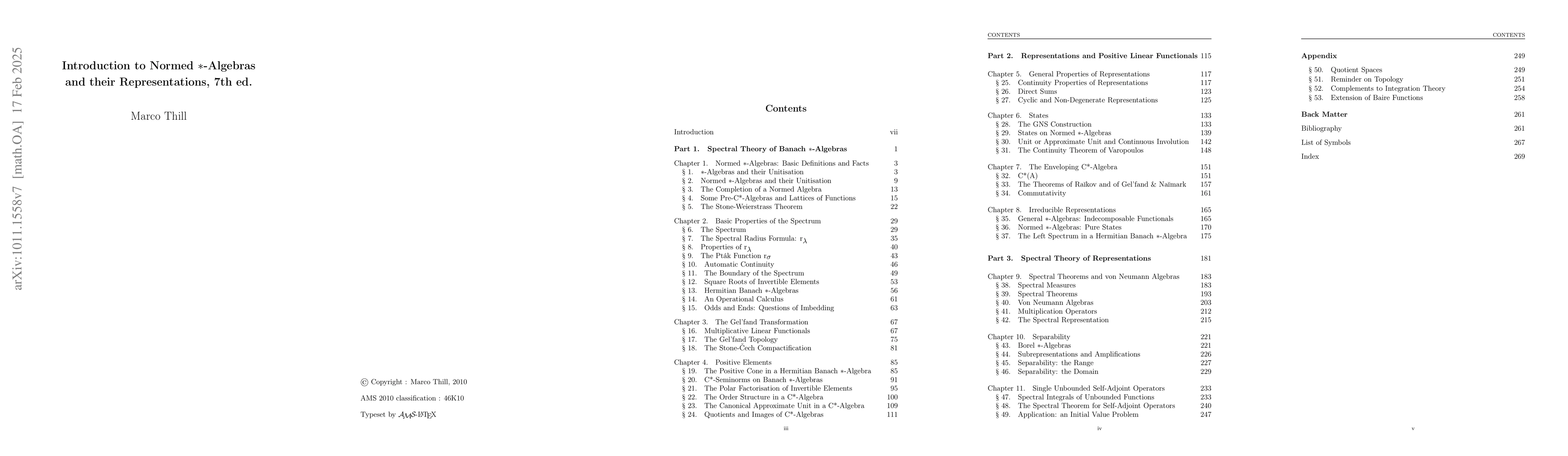 Thumbnail for Introduction to Normed *-Algebras and their Representations, 7th ed