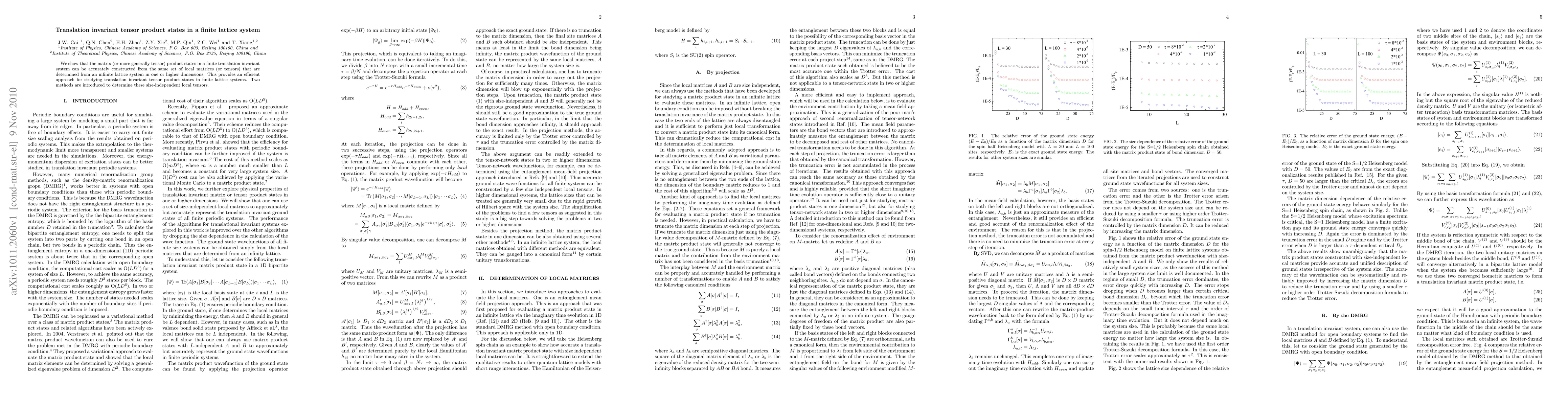 Thumbnail for Translation invariant tensor product states in a finite lattice system